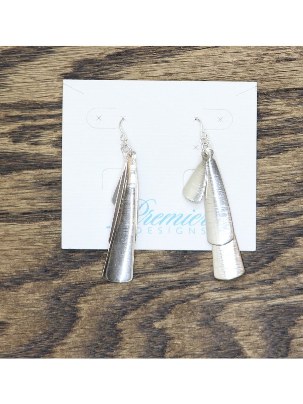 NWT Premier Design Fashion Dangly Sculptural Drop Earrings Silver Gray 2.5"